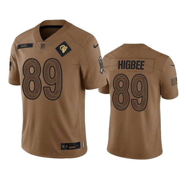 Mens Los Angeles Rams #89 Tyler Higbee Brown 2023 Salute To Service Limited Jersey