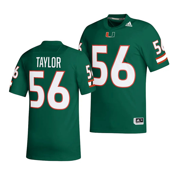 Mens Youth Miami Hurricanes #56 Leonard Taylor III Green Football Green Player Jersey