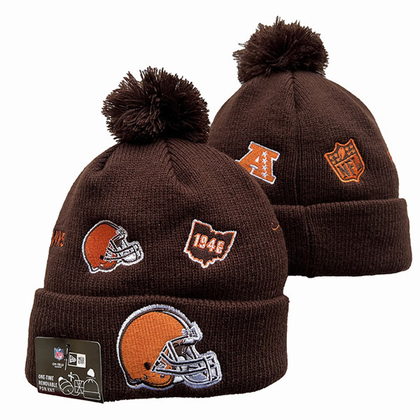 Cleveland Browns Cuffed Pom Knit Hat YD2311070 (4)