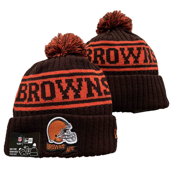 Cleveland Browns Cuffed Pom Knit Hat YD2311070 (9)