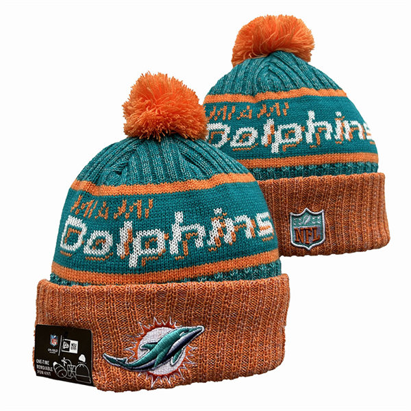 Miami Dolphins Cuffed Pom Knit Hat YD2311070 (3)