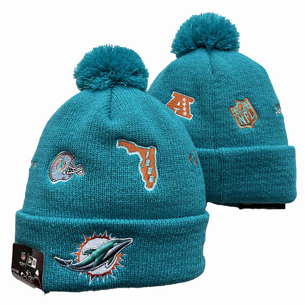Miami Dolphins Cuffed Pom Knit Hat YD2311070 (1)