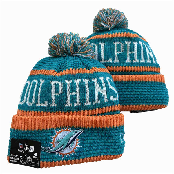 Miami Dolphins Cuffed Pom Knit Hat YD2311070 (7)