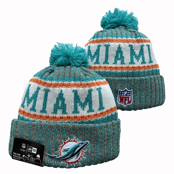 Miami Dolphins Cuffed Pom Knit Hat YD2311070 (8)