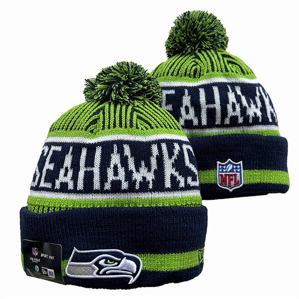 Seattle Seahawks Cuffed Pom Knit Hat YD2311070 (10)
