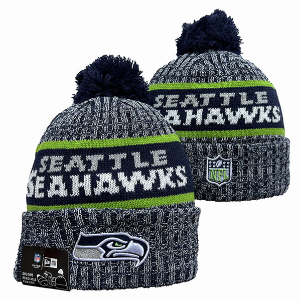 Seattle Seahawks Cuffed Pom Knit Hat YD2311070 (12)