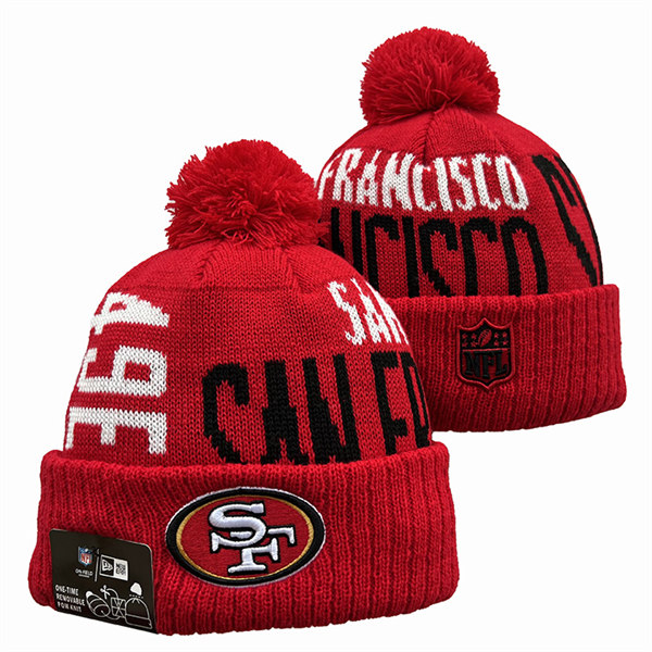 San Francisco 49ers Cuffed Pom Knit Hat YD2311070 (13)