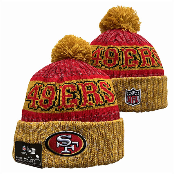San Francisco 49ers Cuffed Pom Knit Hat YD2311070 (9)