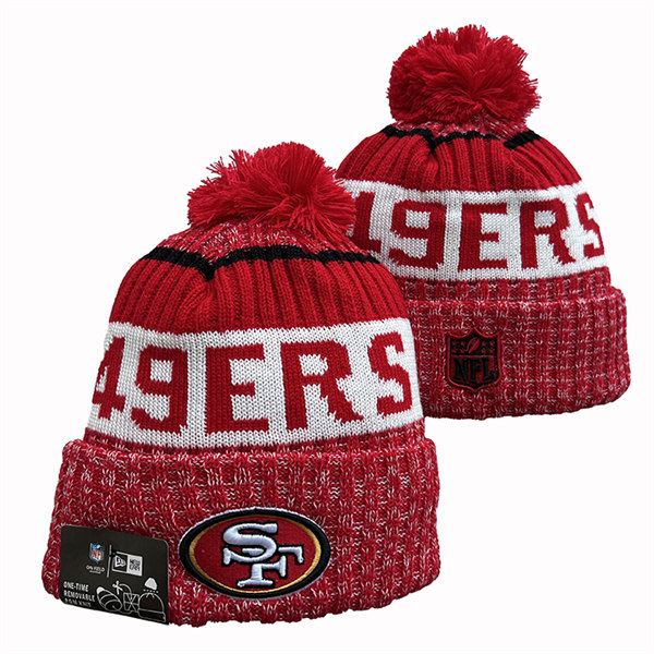 San Francisco 49ers Cuffed Pom Knit Hat YD2311070 (7)
