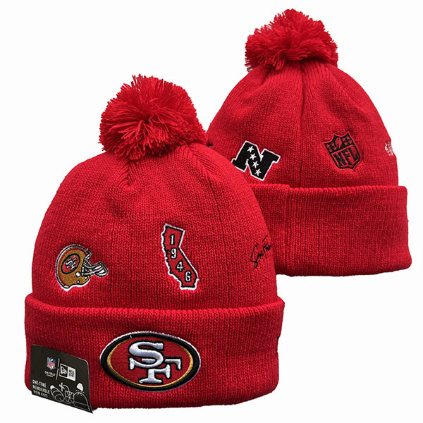 San Francisco 49ers Cuffed Pom Knit Hat YD2311070 (18)