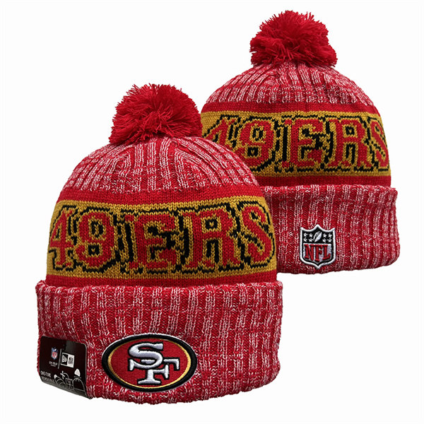 San Francisco 49ers Cuffed Pom Knit Hat YD2311070 (5)