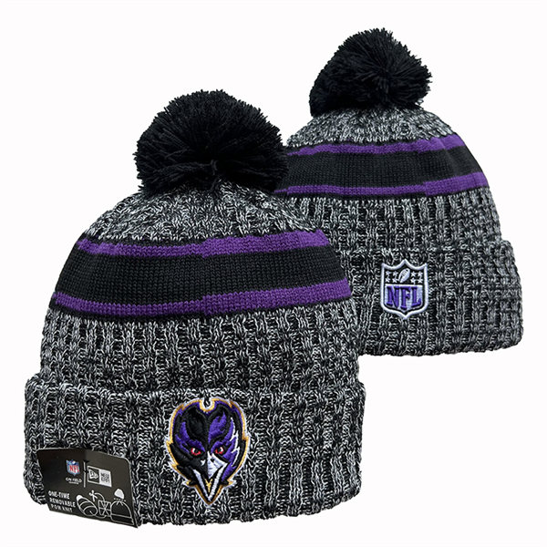 Baltimore Ravens Cuffed Pom Knit Hat YD2311070 (1)