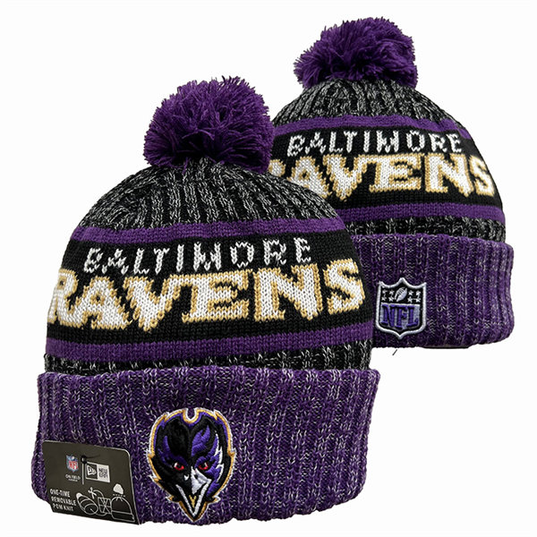Baltimore Ravens Cuffed Pom Knit Hat YD2311070 (9)
