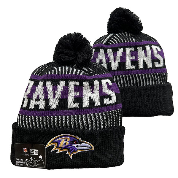 Baltimore Ravens Cuffed Pom Knit Hat YD2311070 (5)