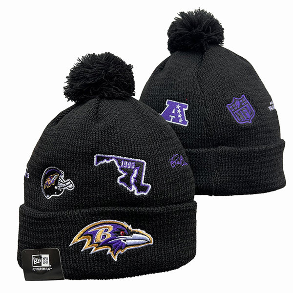 Baltimore Ravens Cuffed Pom Knit Hat YD2311070 (7)