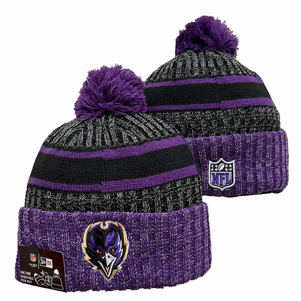 Baltimore Ravens Cuffed Pom Knit Hat YD2311070 (8)