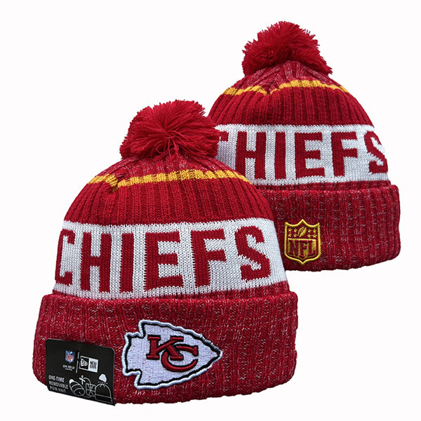 Kansas City Chiefs Cuffed Pom Knit Hat YD2311070 (12)