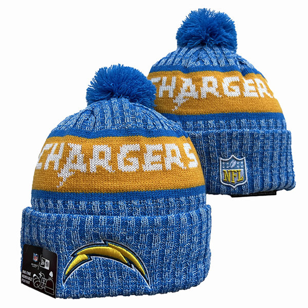 Los Angeles Chargers Cuffed Pom Knit Hat YD2311070 (6)