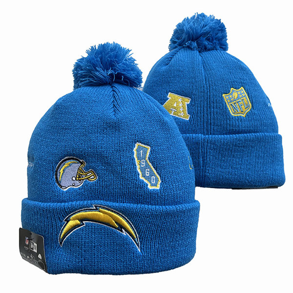 Los Angeles Chargers Cuffed Pom Knit Hat YD2311070 (5)