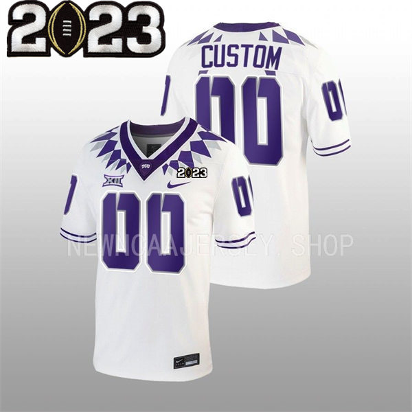 Mens Youth TCU Horned Frogs Custom 2023 College National Championship Game Jersey White