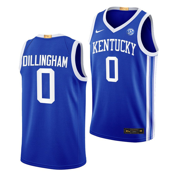 Mens Youth Kentucky Wildcats #0 Rob Dillingham Royal Away 2023-24 College Basketball Game Jersey