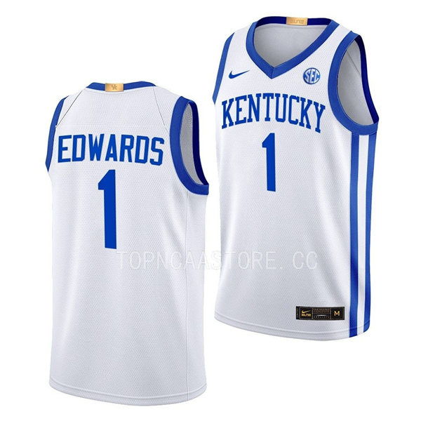 Mens Youth Kentucky Wildcats #1 Justin Edwards White Home 2023-24 College Basketball Game Jersey