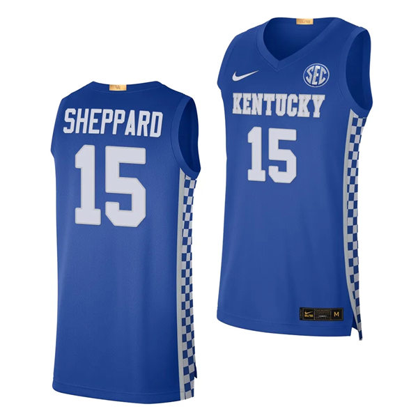 Mens Youth Kentucky Wildcats #15 Reed Sheppard Nike Royal College Basketball Game Jersey