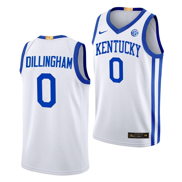 Mens Youth Kentucky Wildcats #0 Rob Dillingham White Home 2023-24 College Basketball Game Jerse