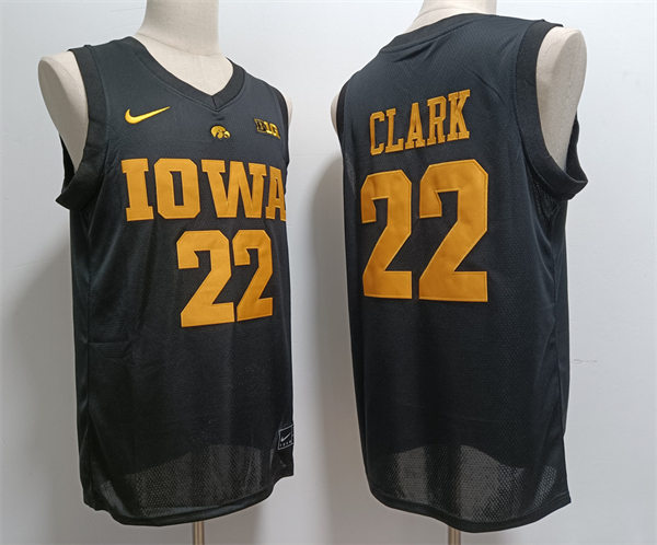 Mens Iowa Hawkeyes #22 Caitlin Clark Basketball Game Basketball Jersey Black