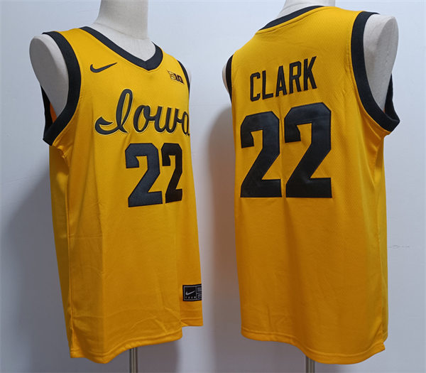 Mens Iowa Hawkeyes #22 Caitlin Clark Basketball Game Basketball Jersey Gold
