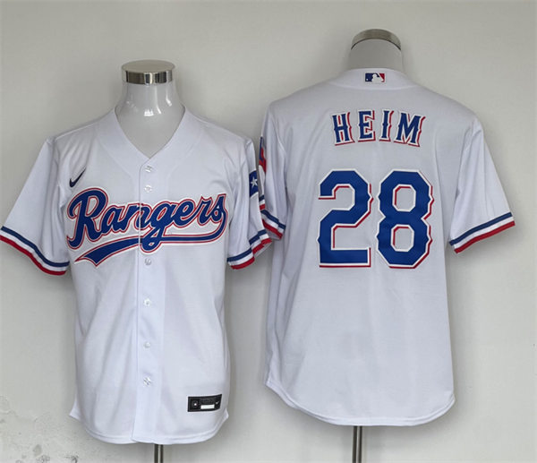 Mens Texas Rangers #28 Jonah Heim  Nike White Home CoolBase Jersey