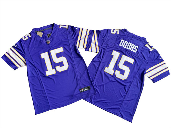 Men's Minnesota Vikings #15 Joshua Dobbs Purple Classic F.U.S.E. Limited Jersey