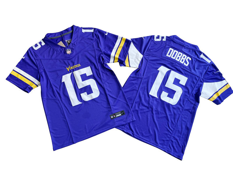 Men's Minnesota Vikings #15 Joshua Dobbs Nike Purple 2023 F.U.S.E. Vapor Limited Jersey