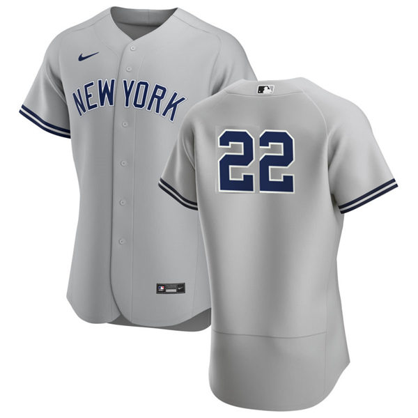 Mens New York Yankees #22 Juan Soto Road Gray FlexBase Player Jersey