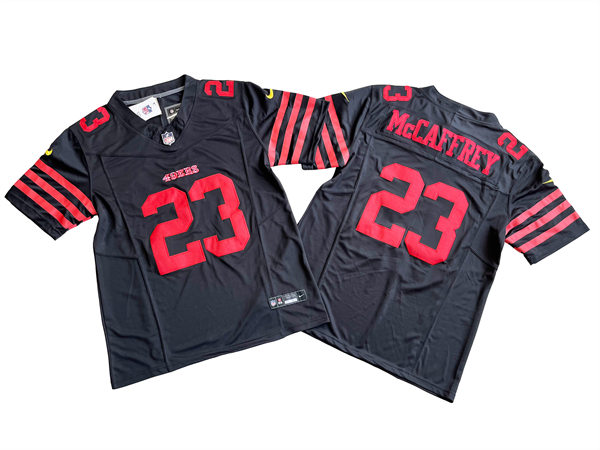 Men's San Francisco 49ers #23 Christian McCaffrey Nike Black Alternate 2023 F.U.S.E. Vapor Limited Jersey