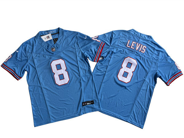 Mens Tennessee Titans #8 Will Levis Nike Light Blue Oilers Throwback Vapor F.U.S.E. Limited Jersey 