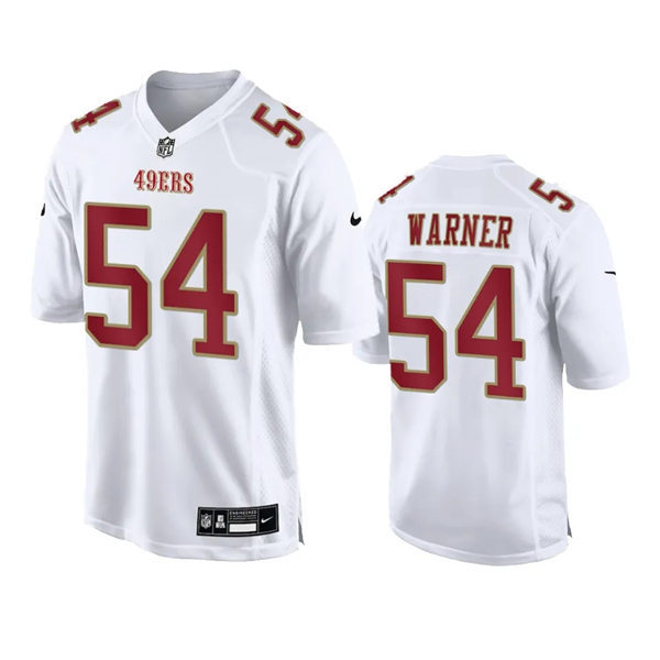 Mens San Francisco 49ers #54 Fred Warner Nike Tundra White 2024 Fashion Game Jersey