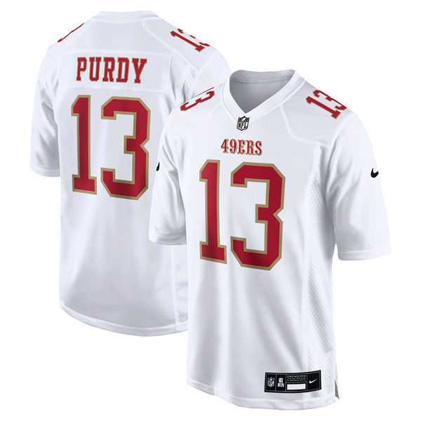 Mens San Francisco 49ers #13 Brock Purdy Nike Tundra White 2024 Fashion Game Jersey