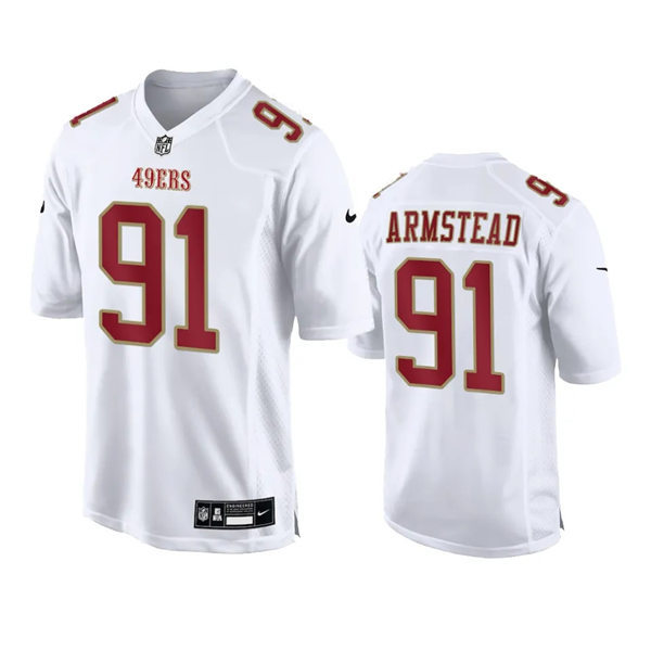 Mens San Francisco 49ers #91 Arik Armstead Tundra Nike Tundra White 2024 Fashion Game Jersey