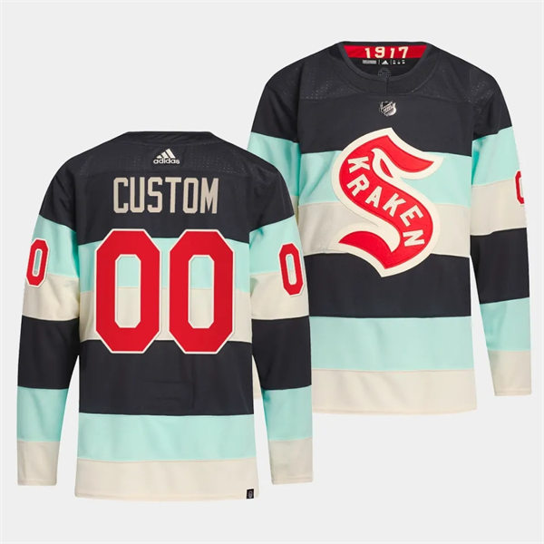 Mens Youth Seattle Kraken Custom 2024 NHL Winter Classic Premier Player Jersey - Deep Sea Blue