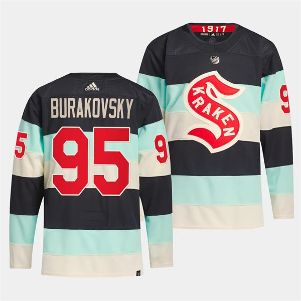 Mens Seattle Kraken #95 Andre Burakovsky 2024 NHL Winter Classic Premier Player Jersey - Deep Sea Blue