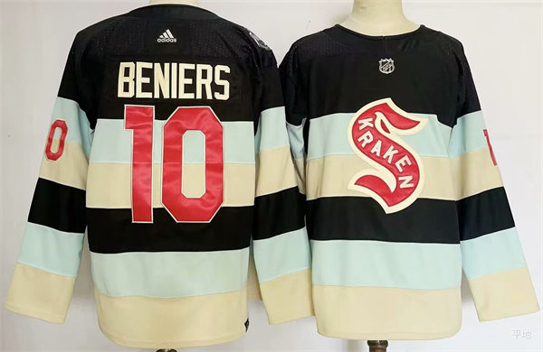 Mens Seattle Kraken #10 Matty Beniers 2024 NHL Winter Classic Premier Player Jersey - Deep Sea Blue