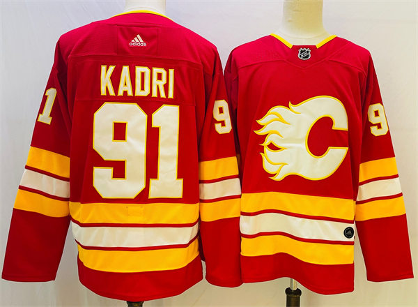 Men's Calgary Flames #91 Nazem Kadri adidas Red Home Player Jersey