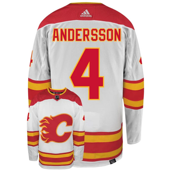 Men's Calgary Flames #4 Rasmus Andersson Adidas White Away Player Jersey