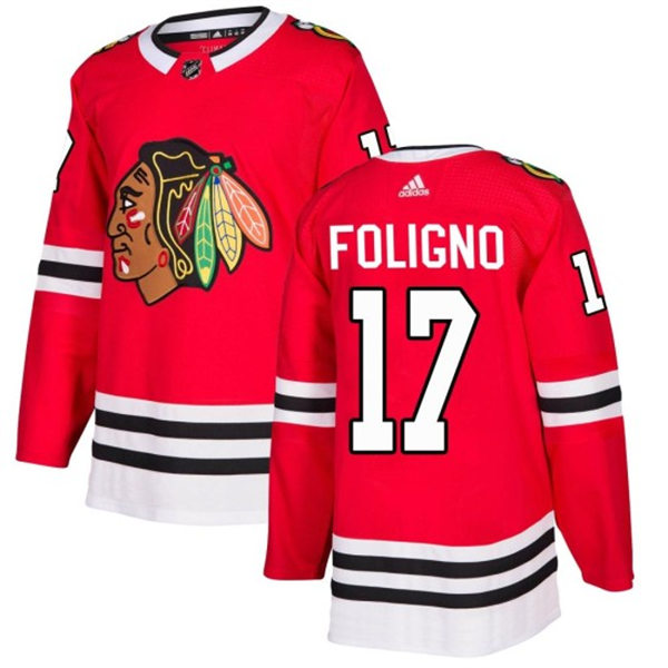 Men's Chicago Blackhawks #17 Nick Foligno Adidas Home Red Jersey