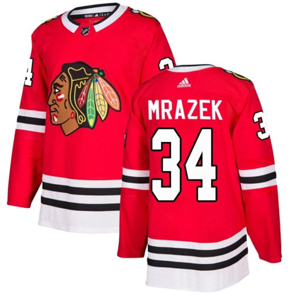 Mens Chicago Blackhawks #34 Petr Mrazek adidas Red Home Player Jersey