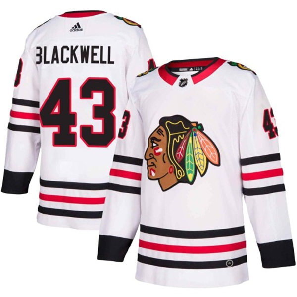 Mens Chicago Blackhawks #43 Colin Blackwell Adidas White Away Player Jersey