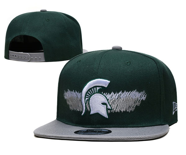 NCAA Michigan State Spartans Embroidered Green Gray Snapback Caps YD23122601