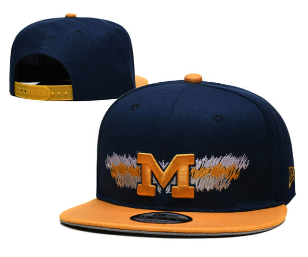 NCAA Michigan Wolverines Embroidered Navy Gold Snapback Caps YD23122601 (3)