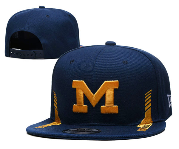NCAA Michigan Wolverines Embroidered Navy Snapback Caps YD23122601 (1)